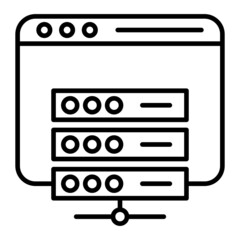 Hosting Vector Outline Icon Isolated On White Background