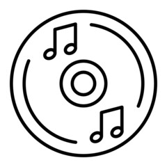 Music Cd Vector Outline Icon Isolated On White Background