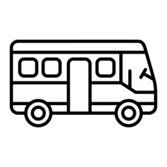 Bus Vector Outline Icon Isolated On White Background