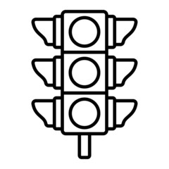 Traffic Light Vector Outline Icon Isolated On White Background