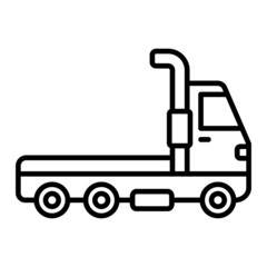 Trailer Truck Vector Outline Icon Isolated On White Background