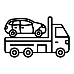 Car Towing Vector Outline Icon Isolated On White Background