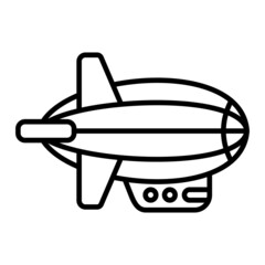 Airship Vector Outline Icon Isolated On White Background