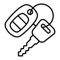 Car Key Vector Outline Icon Isolated On White Background
