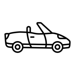 Convertible Car Vector Outline Icon Isolated On White Background