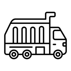 Dump Truck Vector Outline Icon Isolated On White Background