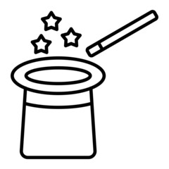 Magician Hat Vector Outline Icon Isolated On White Background