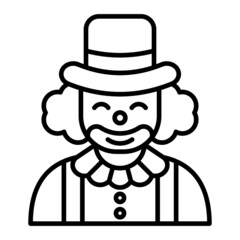 Clown Vector Outline Icon Isolated On White Background