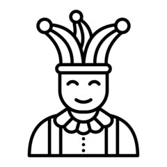 Jester Vector Outline Icon Isolated On White Background