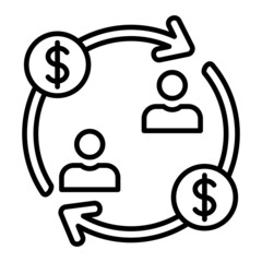 Transaction Vector Outline Icon Isolated On White Background