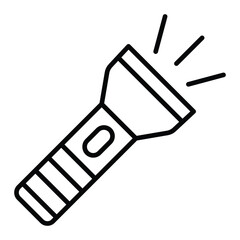 Flash Light Vector Outline Icon Isolated On White Background