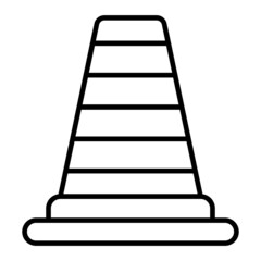 Traffic Cone Vector Outline Icon Isolated On White Background