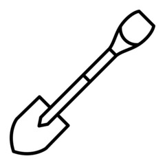 Shovel Vector Outline Icon Isolated On White Background
