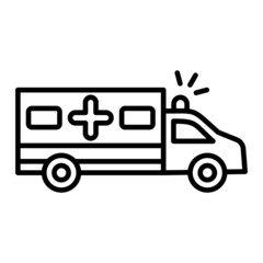Ambulance Vector Outline Icon Isolated On White Background
