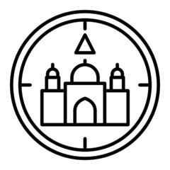Mosque Direction Vector Outline Icon Isolated On White Background