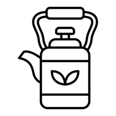 Tea Pot Vector Outline Icon Isolated On White Background