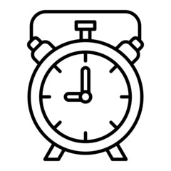 Alarm Clock Vector Outline Icon Isolated On White Background