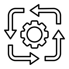 Process Vector Outline Icon Isolated On White Background