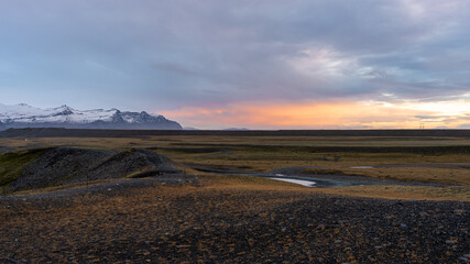 sunset over the beach Iceland