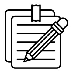 Sticky Notes Vector Outline Icon Isolated On White Background