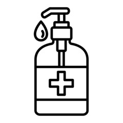 Alcohol Gel Vector Outline Icon Isolated On White Background