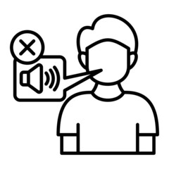 Fototapeta premium Inability To Speak Vector Outline Icon Isolated On White Background