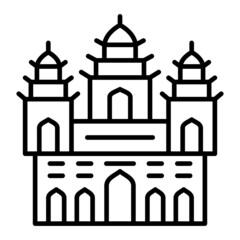 Angkor Wat Vector Outline Icon Isolated On White Background