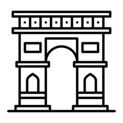Arc de Triomphe Vector Outline Icon Isolated On White Background