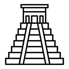 Maya Pyramid Vector Outline Icon Isolated On White Background