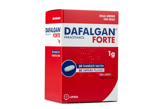 Box of Dafalgan Forte isolated on white