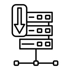 Server Down Vector Outline Icon Isolated On White Background