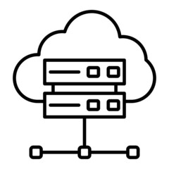 Cloud Server Vector Outline Icon Isolated On White Background