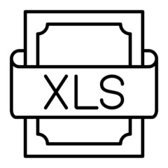 Xls Vector Outline Icon Isolated On White Background