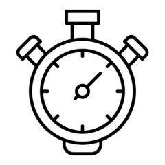 Stopwatch Vector Outline Icon Isolated On White Background