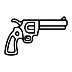 Revolver Vector Outline Icon Isolated On White Background