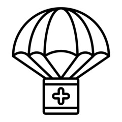 Parachute Vector Outline Icon Isolated On White Background