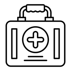 First Aid Kit Vector Outline Icon Isolated On White Background