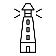 Lighthouse Vector Outline Icon Isolated On White Background
