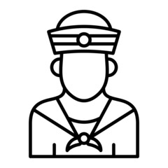 Sailor Vector Outline Icon Isolated On White Background
