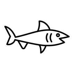 Shark Vector Outline Icon Isolated On White Background