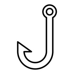 Fish hook Vector Outline Icon Isolated On White Background
