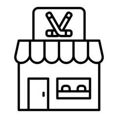 Hockey Shop Vector Outline Icon Isolated On White Background