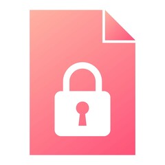  Vector Document Lock Glyph Gradient Icon Design