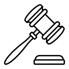 Gavel Vector Outline Icon Isolated On White Background