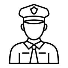 Security Officer Vector Outline Icon Isolated On White Background