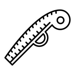 Curved Ruler Vector Outline Icon Isolated On White Background