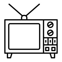 Television Vector Outline Icon Isolated On White Background