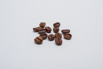 Coffee beans on a white background.