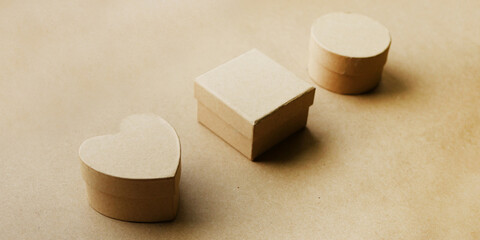 Different shapes of paper boxes. Carton packaging banner