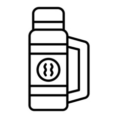 Thermos Vector Outline Icon Isolated On White Background